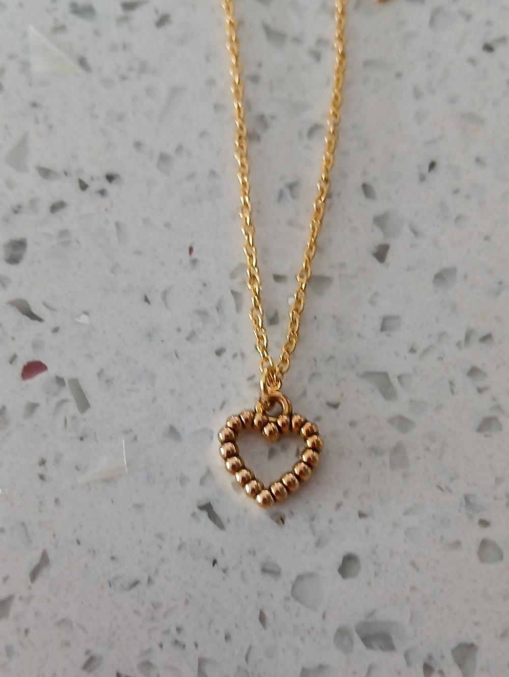 Vintage Gold Vermeil Over Sterling Silver 925 Heart Beaded Pendant Necklace